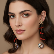 Collezione mediterranea - Orecchini stella marina corallo rosso e marcasite