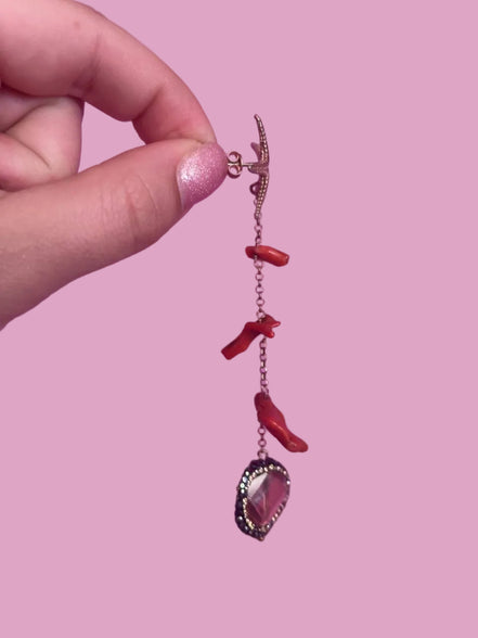 Collezione mediterranea - Orecchini stella marina corallo rosso e marcasite