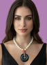 Collezione mediterranea - Collana perle coltivate, corallo rosso e pendente onice