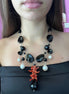 Collezione mediterranea - Collana onice, perle coltivate barocche e corallo rosso