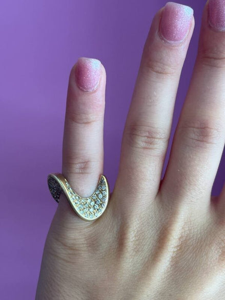 Anello doppia onda in oro 18kt con diamanti