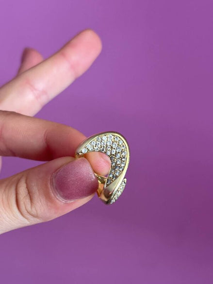 Anello doppia onda in oro 18kt con diamanti