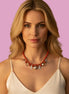 MEDITERRANEA Collier corallo rosso con ciondoli argento 925 rodio
