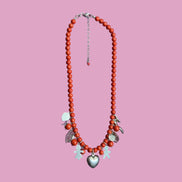 MEDITERRANEA Collier corallo rosso con ciondoli argento 925 rodio