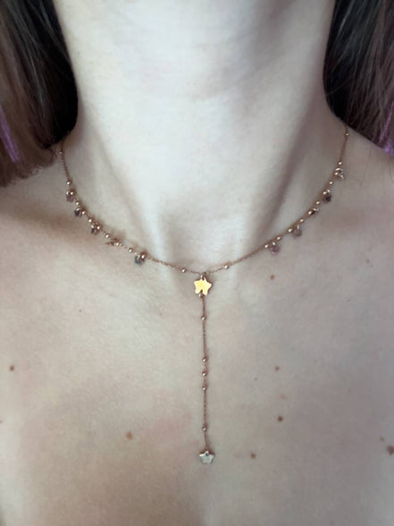 Collana a Y argento 925 rosé con stelline