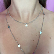Collana doppio giro argento 925  rodio con stelline
