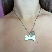 Collana Pet Addiction - argento 925 rodio con charm osso