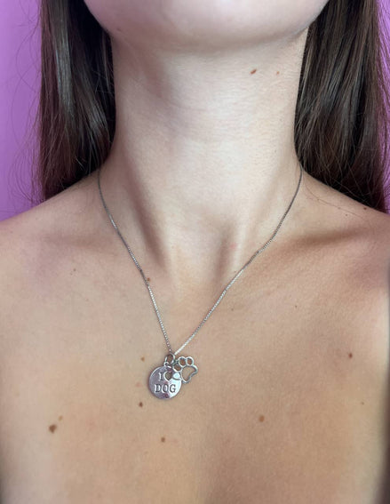 Collana Pet Addiction - argento rodio I ♥ Dog