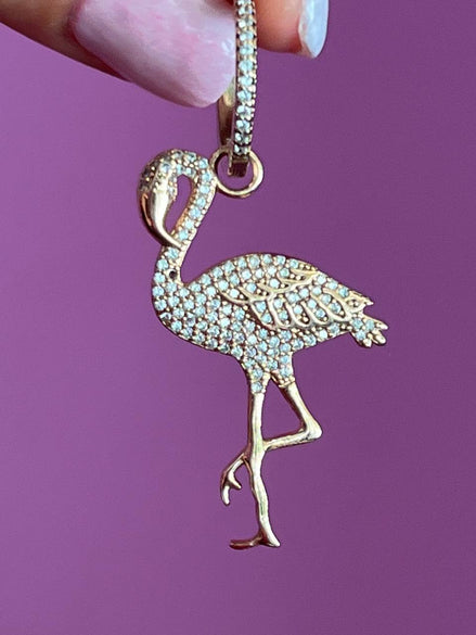 Second life - Monorecchino in argento 925 oro rosa fenicottero