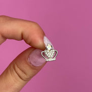 Monorecchino cuore sacro in argento 925 rodio