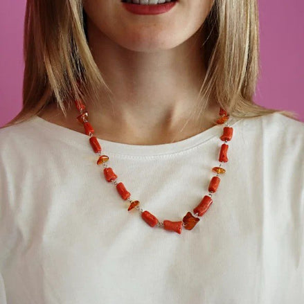 Collezione Mediterranea - Collana di Corallo rosso e ambra