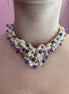 Choker Couture Collezione Intreccio in Seta Écru, Ametista, Argento 925 e Murrina