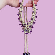Choker Couture Collezione Intreccio in Seta Écru, Ametista, Argento 925 e Murrina