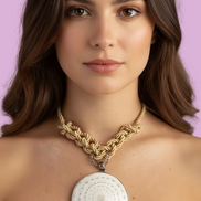 Collezione Intreccio - chocker cordone di seta con pendente conchiglia