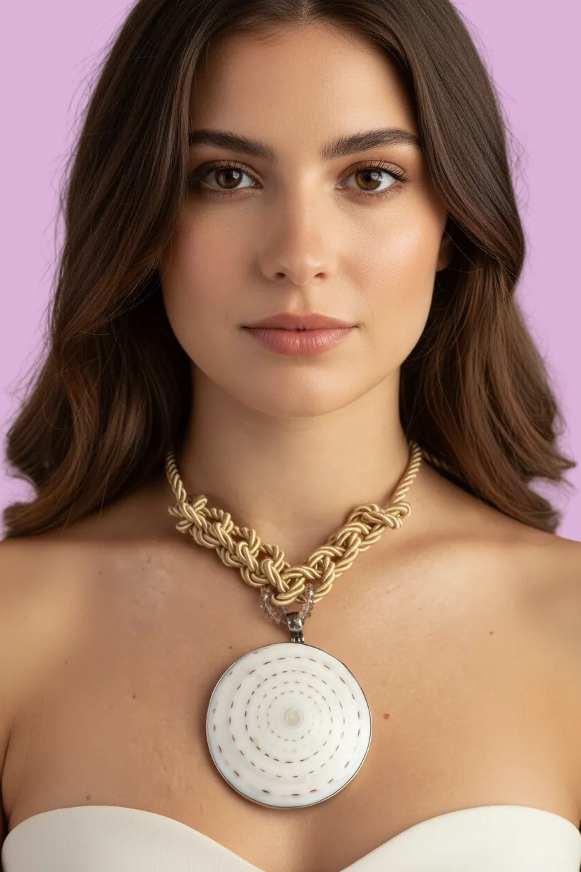 Collezione Intreccio - chocker cordone di seta con pendente conchiglia