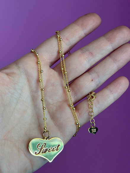 Collana BIG HEART Sweet  argento 925 oro giallo