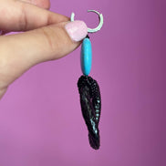 Orecchini pitone naturale nero e pasta di turchese