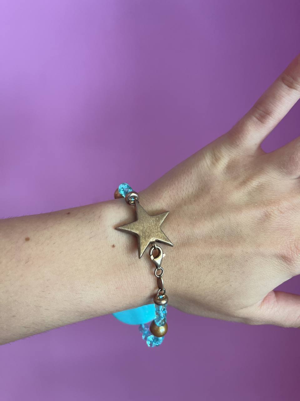 Second Life - Bracciale turchese, topazio e stella oro rosa