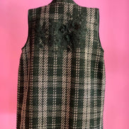 Deauville Gilet tartan nero e lilla