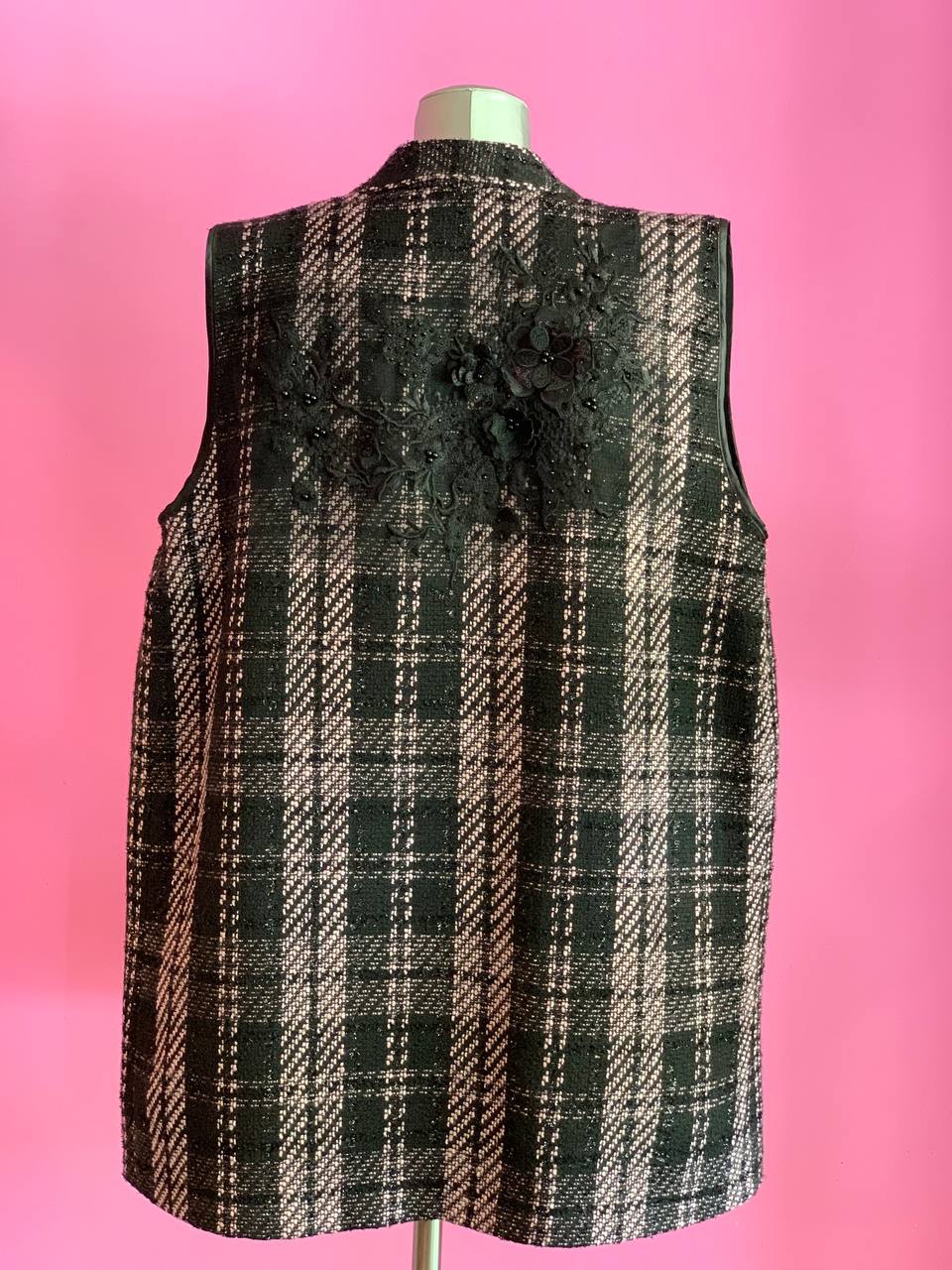 Deauville Gilet tartan nero e lilla