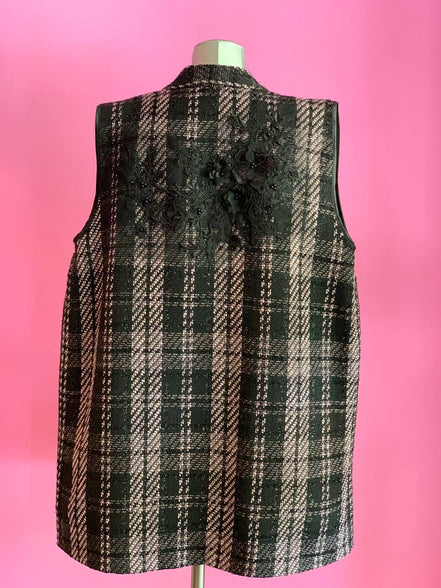 Deauville Gilet tartan nero e lilla