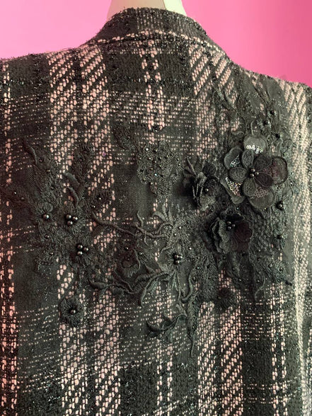 Deauville Gilet tartan nero e lilla