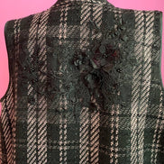 Deauville Gilet tartan nero e lilla