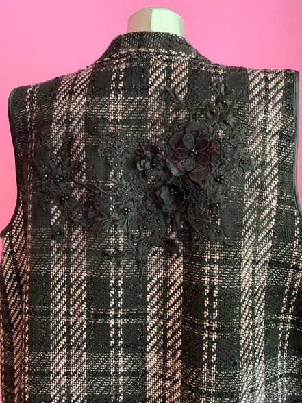 Deauville Gilet tartan nero e lilla