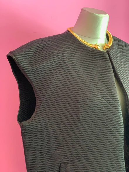 Versailles - Gilet modello strutturato Jap in jaquard nero