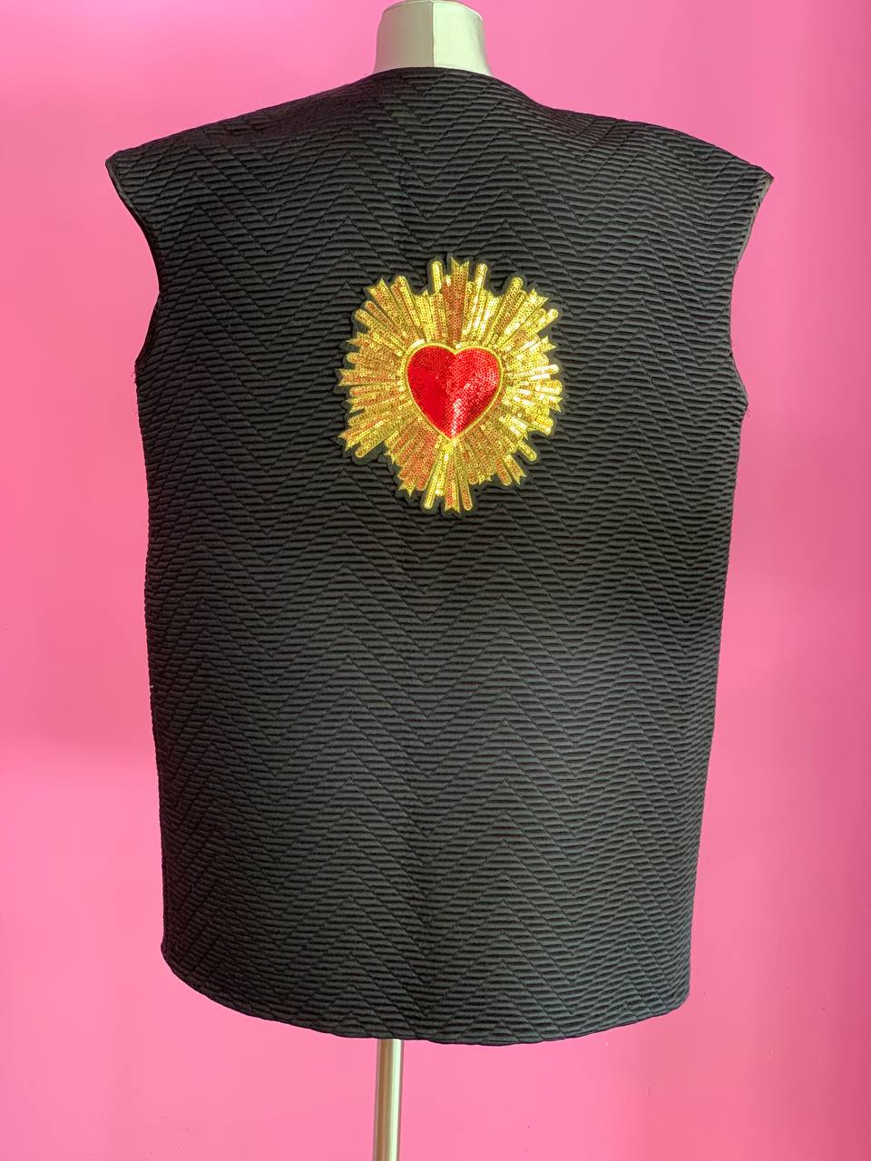 Versailles - Gilet modello strutturato Jap in jaquard nero