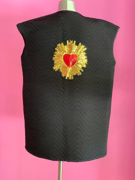 Versailles - Gilet modello strutturato Jap in jaquard nero