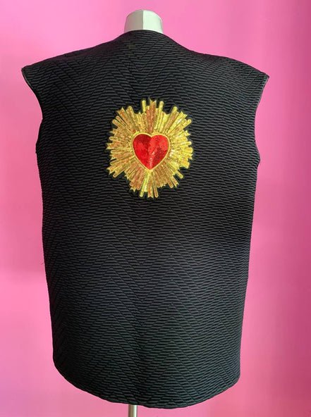 Versailles - Gilet modello strutturato Jap in jaquard nero