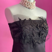 Jane Austen - Abito Bustier in raso nero con decorazione ricamo