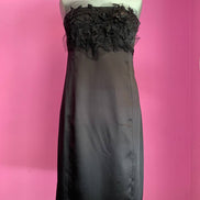 Jane Austen - Abito Bustier in raso nero con decorazione ricamo