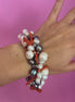 Collezione mediterranea - Bracciale con corallo naturale e perle grigie e bianche coltivate