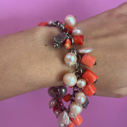 Bracciale MEDITERRANEA con corallo bamboo e perle coltivate