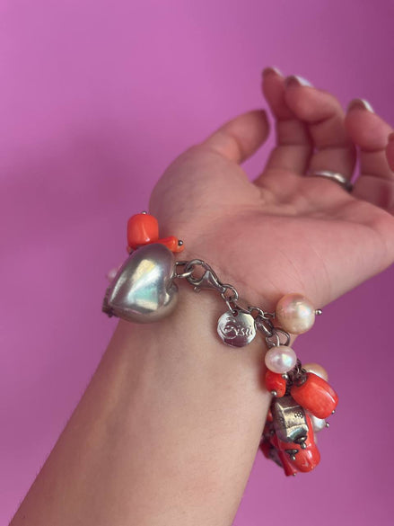 Bracciale MEDITERRANEA con corallo bamboo e perle coltivate
