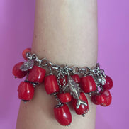 Bracciale MEDITERRANEA con corallo bamboo e charms in argento 925