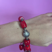 Bracciale MEDITERRANEA con corallo bamboo e charms in argento 925