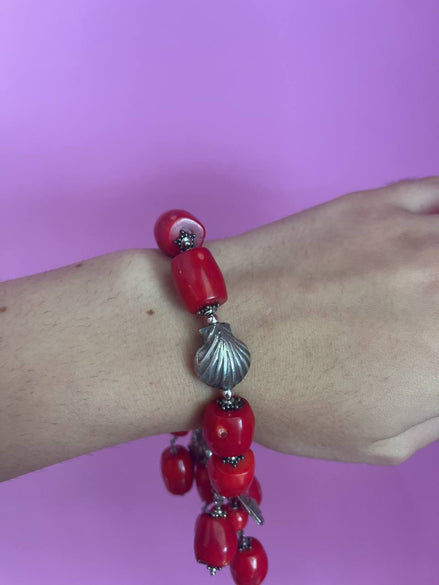 Bracciale MEDITERRANEA con corallo bamboo e charms in argento 925