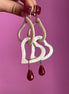 Orecchini con corno bianco a forma di cuore e giada ruby