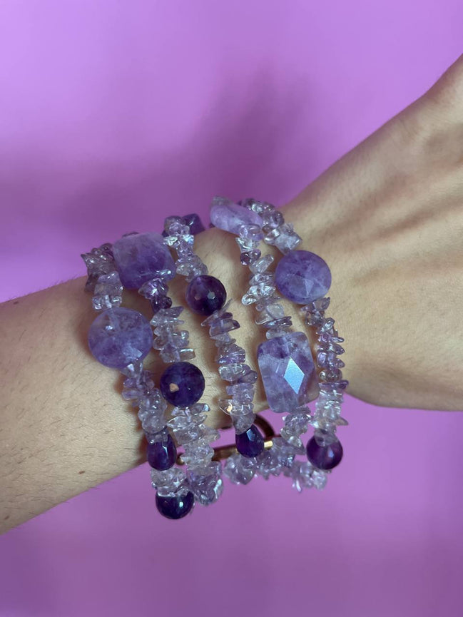 MAGNIFICO Bracciale multifili - 5 file - ametista