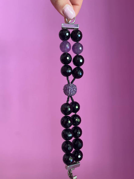 Bracciale multifili - 2 file - ametista e onice