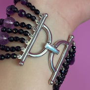 MAGNIFICO Bracciale multifili - 7 file - ametista e onice