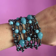 MAGNIFICO  Bracciale multifili - 10 file - angelite e ematite