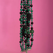 Bracciale multifili - 6 file - agata verde brasiliana, spinello nero precius cut e onice