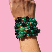 Bracciale multifili - 6 file - agata verde brasiliana, spinello nero precius cut e onice