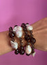 Bracciale multifili - 4 file - perle coltivate barocche e topazio fumè
