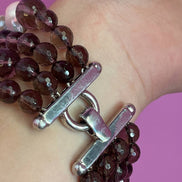 Bracciale multifili - 4 file - perle coltivate barocche e topazio fumè