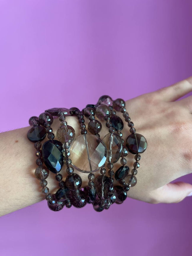 MAGNIFICO  Bracciale multifili - 8 file - topazio fumè